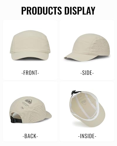 CLAPE 5 Panel Running Hat for Small Heads, Quick Dry Short Brim Cap - color: Bssd2575-cream