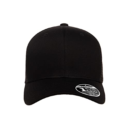Flexfit 110M Trucker Mid-Profile Mesh Back Snapback Cap - color: Black