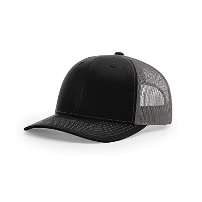 Richardson 112 Classic Six-Panel Adjustable Snapback Trucker Cap - color: Black/Charcoal