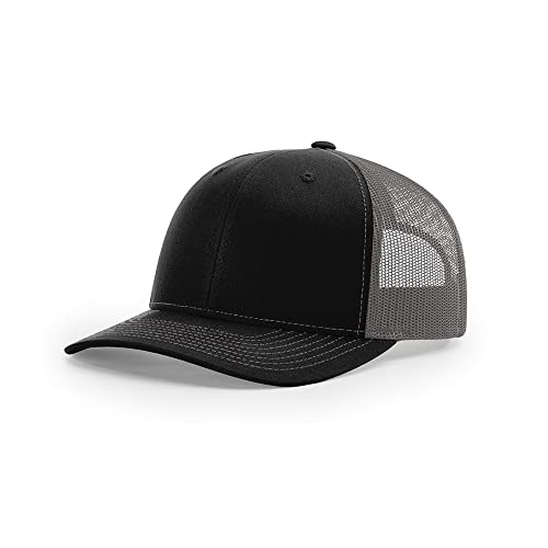 Richardson 112 Classic Six-Panel Adjustable Snapback Trucker Cap - color: Black/Charcoal