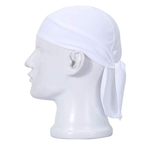 4 Pack Head Wraps Cycling Caps Dew Rag Skull Caps Beanie Cap Do Rags, Pirate Hats, Doo Rag, Durag Bandana - color: Black White Grey Blue, size: One Size