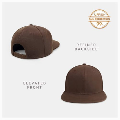 CHOK.LIDS Classic Snapback Flat Bill Hat Blank Adjustable Baseball Cap - color: Coffee Brown