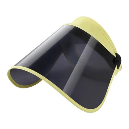 Women Sun Visor Face Shield Sunblock UV Protection Visor Hat UPF 50+ Beach Sun Hat Adjustable Golf Tennis Sports Cap - color: Yellow