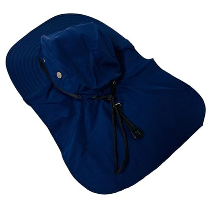 Packable and Adjustable Mesh Boonie Sun Hat with Neck Flap - color: Navy