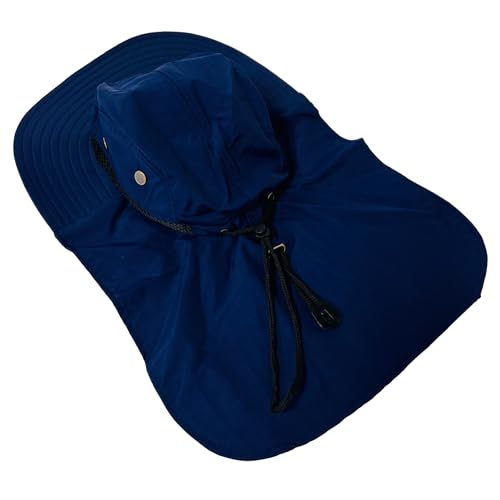 Packable and Adjustable Mesh Boonie Sun Hat with Neck Flap - color: Navy