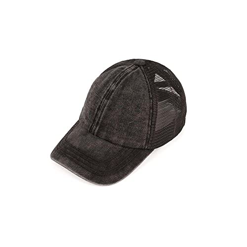 C.C. Childrens' Kids' Girls' Criss Cross High Bun Adjustable Mesh Trucker Baseball Cap - color: Black