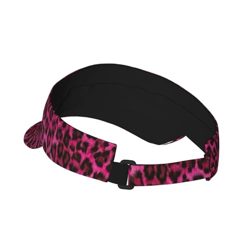 Unisex Sports Sun Visor Hats Adjustable Lightweight Packable Printed Empty Top Cap for Running Pickleball Golf Tennis - color: Hot Pink Leopard