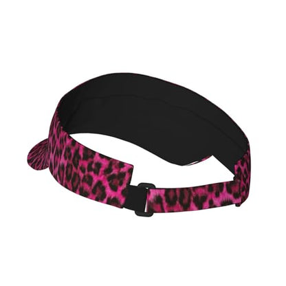 Unisex Sports Sun Visor Hats Adjustable Lightweight Packable Printed Empty Top Cap for Running Pickleball Golf Tennis - color: Hot Pink Leopard