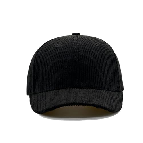 1.97'' Short Brim Stretch Fitted Baseball Caps Corduroy Structured Cap for Men and Women Curved Brim Trucker Hat K412 - color: Black