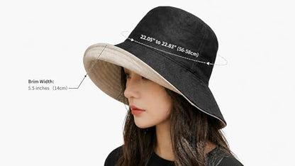 FaroDor Women's Reversible Bucket Hat UV Protection Packable Travel Cap Wide Brim Sun Hats 2026 - color: Black
