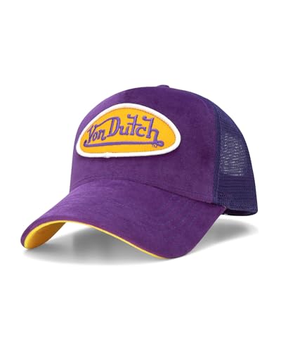 Von Dutch Unisex Velvet Trucker Hat, Curved Bill, Mesh Back, Snapback - color: Purple