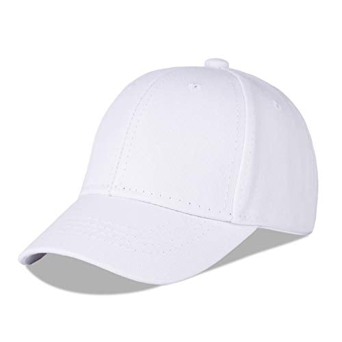 LANGZHEN Cotton Outdoor Toddler Girls Boys Plain Baseball Cap Baby Infant Structured Adjustable Hat for Kids Sun Hat - color: White, size: Medium