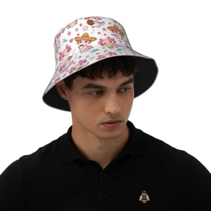 Bucket Hat for Men Women Packable Reversible Printed Summer Hats - color: Axolotl