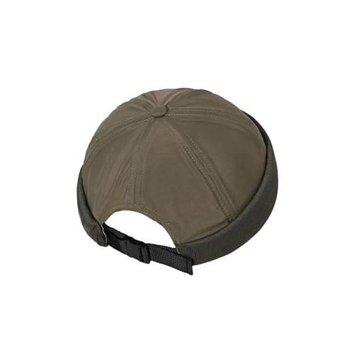 Clakllie Quick Dry Brimless Docker Cap for Men Summer Beanie Sailor Skullcap Lightweight Waterproof Adjustable No Brim Hat - color: Cdus-wbbh2401-army Green