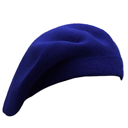 Wheebo Reversible Solid Color French Beret Hat for Women and Girls - color: Sapphire Blue