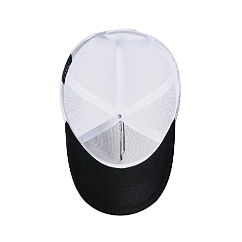 American Flag Trucker Hat - Snapback Hat, Baseball Cap for Men Women - Breathable Mesh Side, Adjustable Fit - for Casual Wear - color: Black/White