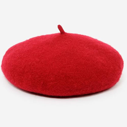French Beret Hat for Women Solid Beanie Cap Stretchable Winter Warm Beret - color: Red