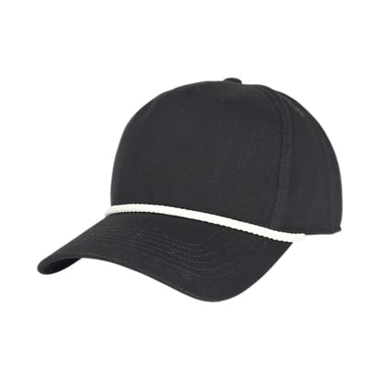 E BY ELIDAN A-Frame Trucker Hat, 5-Panel Blank Snapback - color: Black + White Rope