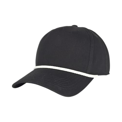 E BY ELIDAN A-Frame Trucker Hat, 5-Panel Blank Snapback - color: Black + White Rope