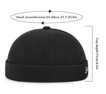 DIYDECAL Retro Brimless Skullcap Hat Docker Cap,Sailor Worker Hat Beanie Hat for Mens - color: Black