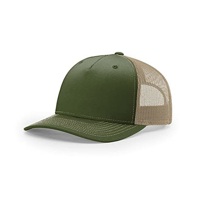 Richardson 112FP & 112PFP Classic Fit Five-Panel Snapback Trucker Cap |OSFM - color: Army Olive/Tan