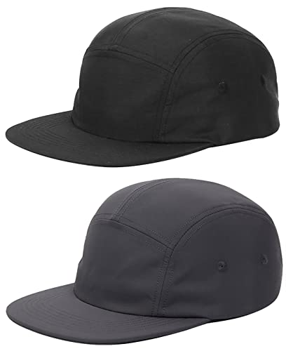 COOLSOME 5 Panels Hat Basic Daily Wear Breathable Quick Dry Cap - color: Black+grey/M Size