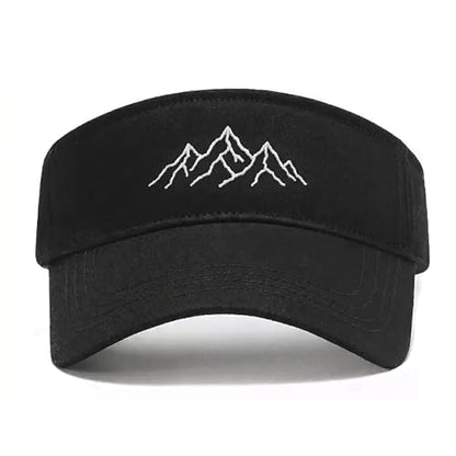 Embroidered Adjustable Sun Visor for Women Men Outdoor Golf Tennis - color: Mountain/Black