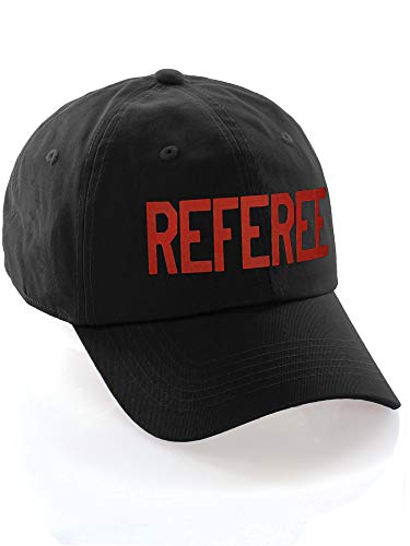 Classic Referee Hat Premium Cotton Low Profile Unstructured Adjustable Strapback - color: Black Red