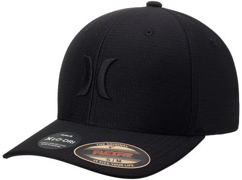 Hurley Mens Baseball Cap, H2O-Dri Stretch Fitted Hat with Curved Bill - color: Black, size: Large-X-Large