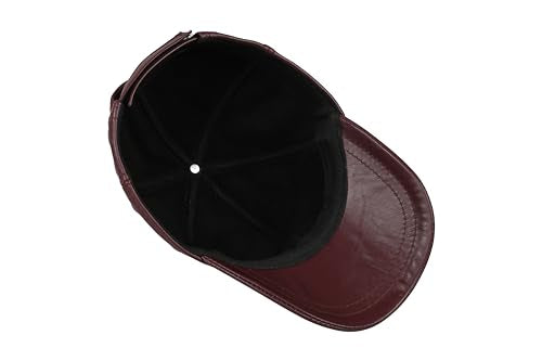 Genuine Leather Unisex Baseball Cap - color: Burgundy