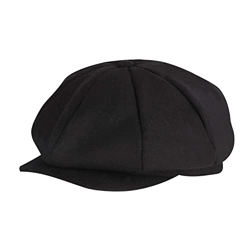 PURFUN Men's Classic 8 Panel Leisure Ivy Caps Vintage Thermal Baker Newsboy Flat Caps Golf Driving Cabbie Driver Peaked Hats - color: Black