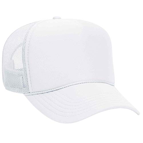 OTTO Wholesale 12 x Cap 5 Panel Mid Profile Mesh Back Trucker Hat - color: White