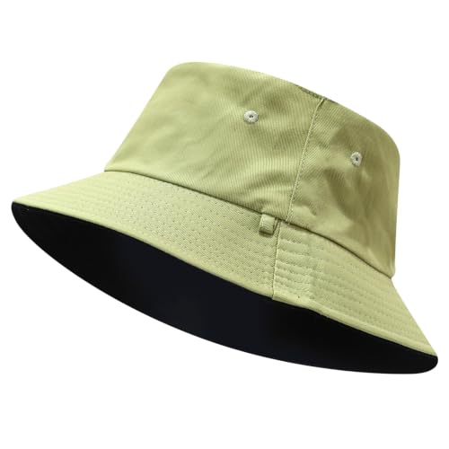 XXL Oversized Reversible Bucket Hat Beach Fisherman Sun Cap with Chin Strap for Women Men - color: Green Black