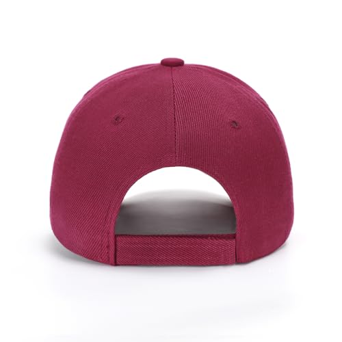 ZH Plain Adjustable Baseball Cap - Lot of 12 Unisex Blank Design Caps - color: Wine Red