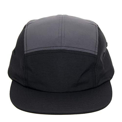 5 Panel Baseball Cap Camp Cap Taslon Short Brim Cap Quick Dry Hat Flat Bill Big Size Large Caps Oversize Running Hat - color: Black&grey, size: 7 1/4