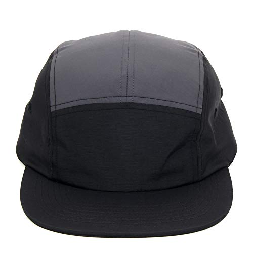 5 Panel Baseball Cap Camp Cap Taslon Short Brim Cap Quick Dry Hat Flat Bill Big Size Large Caps Oversize Running Hat - color: Black&grey, size: 7 1/4