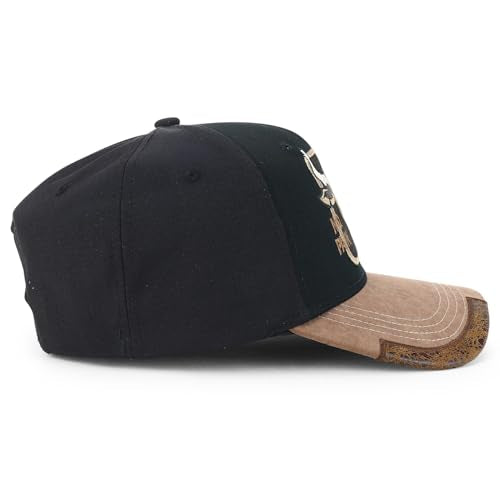 Trendy Apparel Shop Bull Embroidered Western Snapback Trucker Cap - color: Black Brown 4