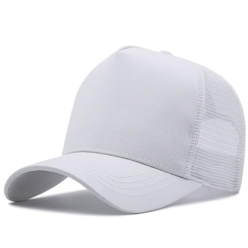 Oversize XXL Mesh Trucker Hat for Men Big Head High Crown Baseball Cap - color: White