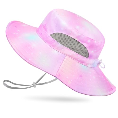 ICOSY Kids Sun Hat, UPF 50+ Girls Beach Hat for Toddler Kids - color: Light Pink
