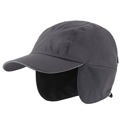 Connectyle Men's Water-Resistant Winter Hat Reflective Fleece Lined Earflap Cap Warm Baseball Sports Hat - color: Dark Grey