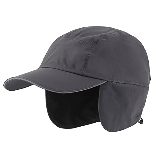 Connectyle Men's Water-Resistant Winter Hat Reflective Fleece Lined Earflap Cap Warm Baseball Sports Hat - color: Dark Grey