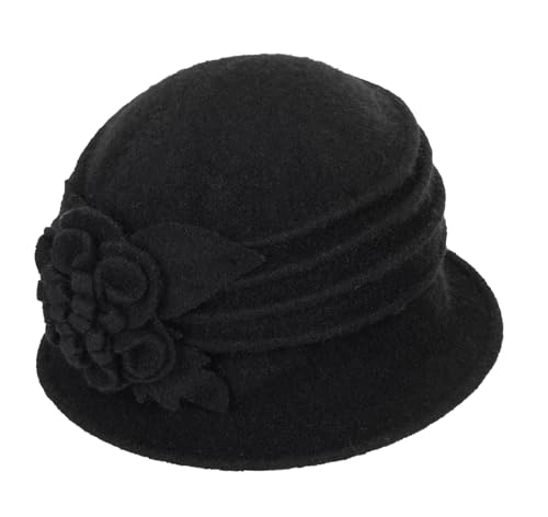 XuoAz Womens Winter Hat 1920s Wool Cloche Hat for Women Ladies Crushable