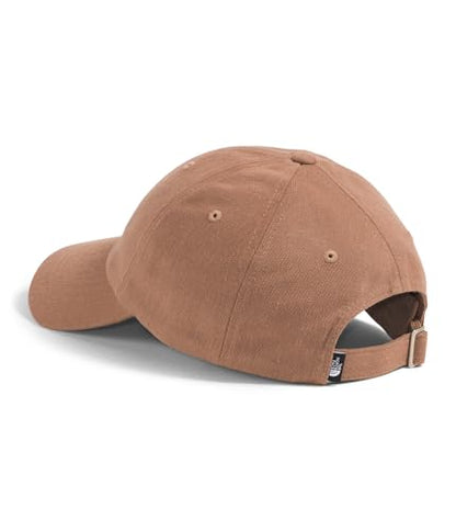The North Face Norm Baseball Hat | Shallow Fit Ball Cap with Embroidered Logo, Adjustable Strap Closure & Silver Buckle - color: Latte
