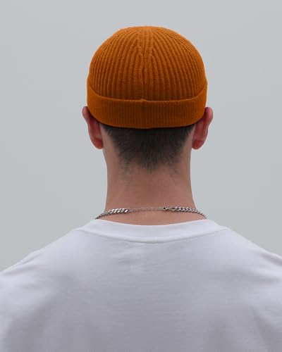 vidsel Thin Wool Fisherman Beanie for Men Short Knit Cuff Trawler Watch Hat - color: 1pcs-camel