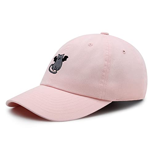 JPAK Bat-cat Premium Dad Hat Embroidered Cotton Baseball Cap Cat Kitty - color: Light Pink