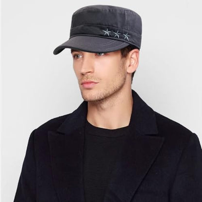 Cadet Hat Flat Top Hats Army Military Caps for Men Women - color: Gray 7