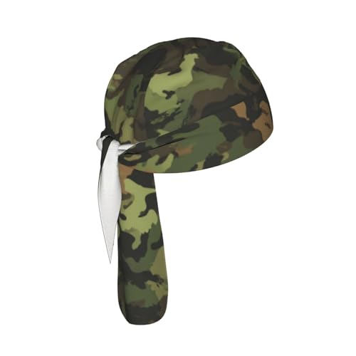 Adjustable Cycling Cap, Quick Dry Sports Bandana Skull Cap Helmet Liner - color: Army Green Camouflage