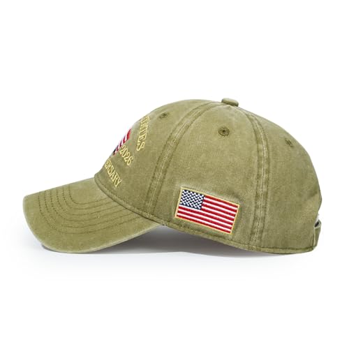 USA 250th Anniversary Baseball Cap Patriotic Embroidered American Hat - color: 1-khaki