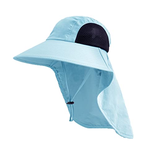 Sun Hat for Men Women with Neck Flap,UPF 50+ UV Protection Fishing Hat - color: 1pack-blue