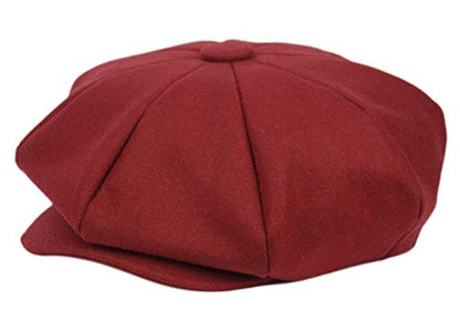 Oversized Men's Super Big 100% Wool 8 Panel Applejack Newsboy Cabbie Gatsby 20 Generation Hats (Not a Regular Apple hat) - color: Solid Burgundy